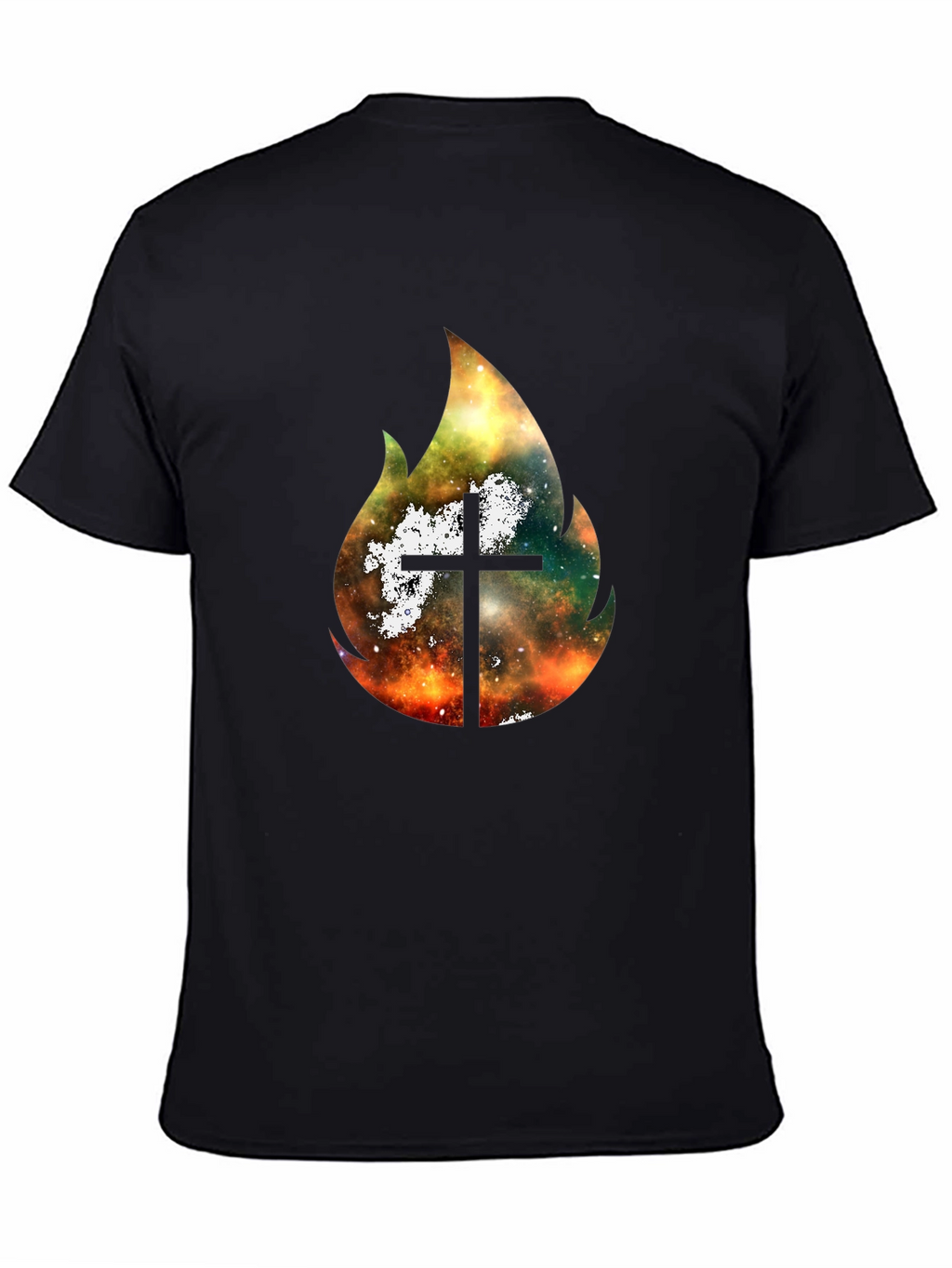 Celestial Cross Flame Graphic T-Shirt