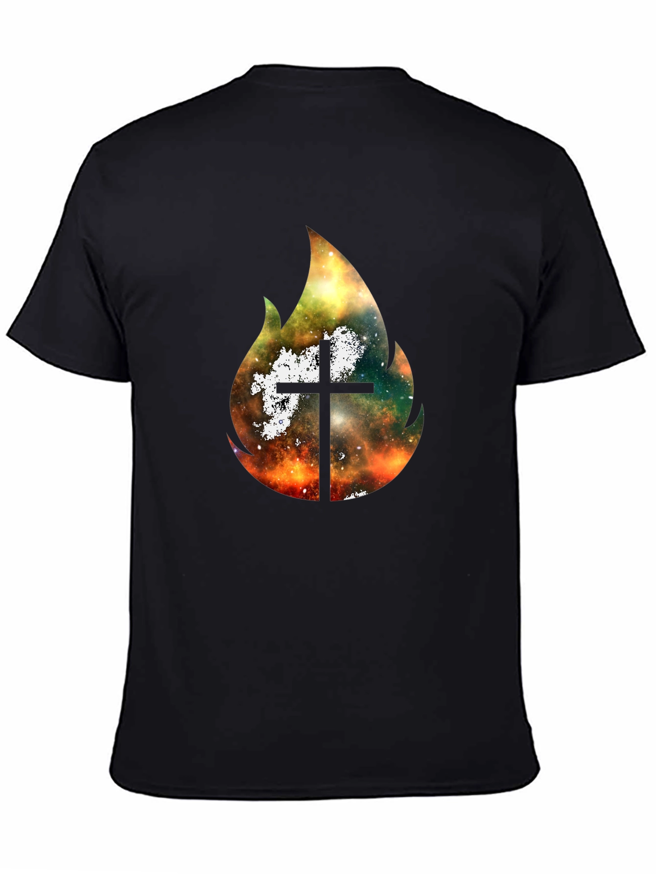 Celestial Cross Flame Graphic T-Shirt