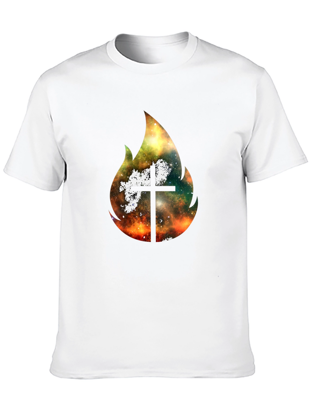 Celestial Cross Flame Graphic T-Shirt