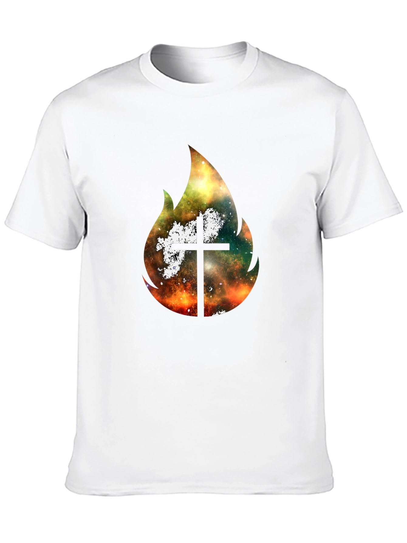 Celestial Cross Flame Graphic T-Shirt