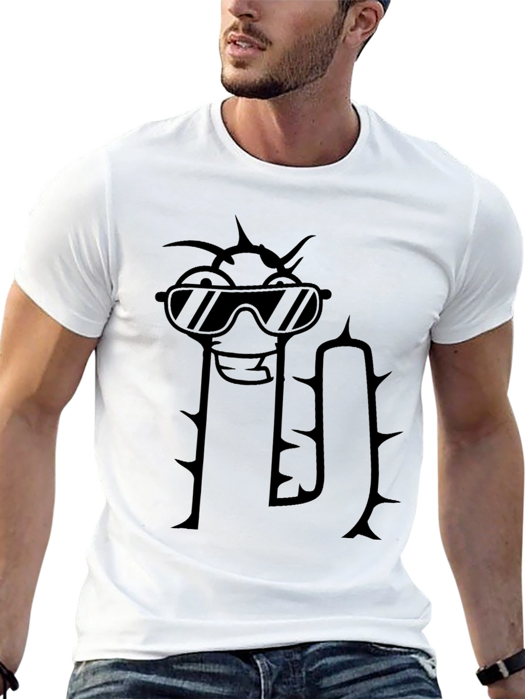 Cool Cactus Graphic Tee - Black Cotton T-Shirt