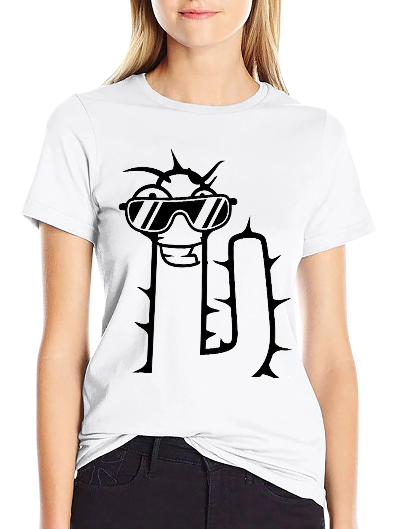 Cool Cactus Graphic Tee - Black Cotton T-Shirt