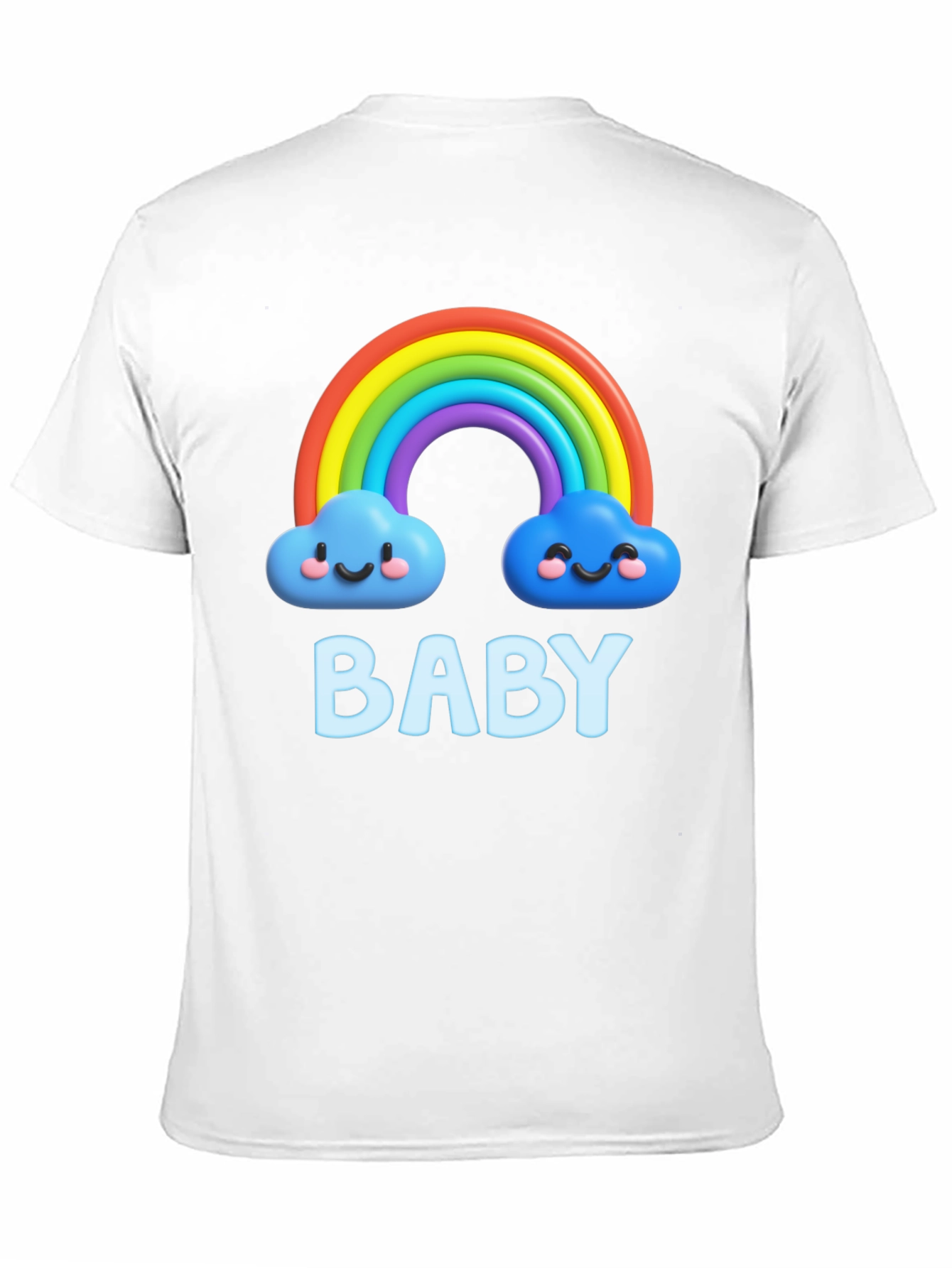 Cute Baby Rainbow Clouds Black T-Shirt