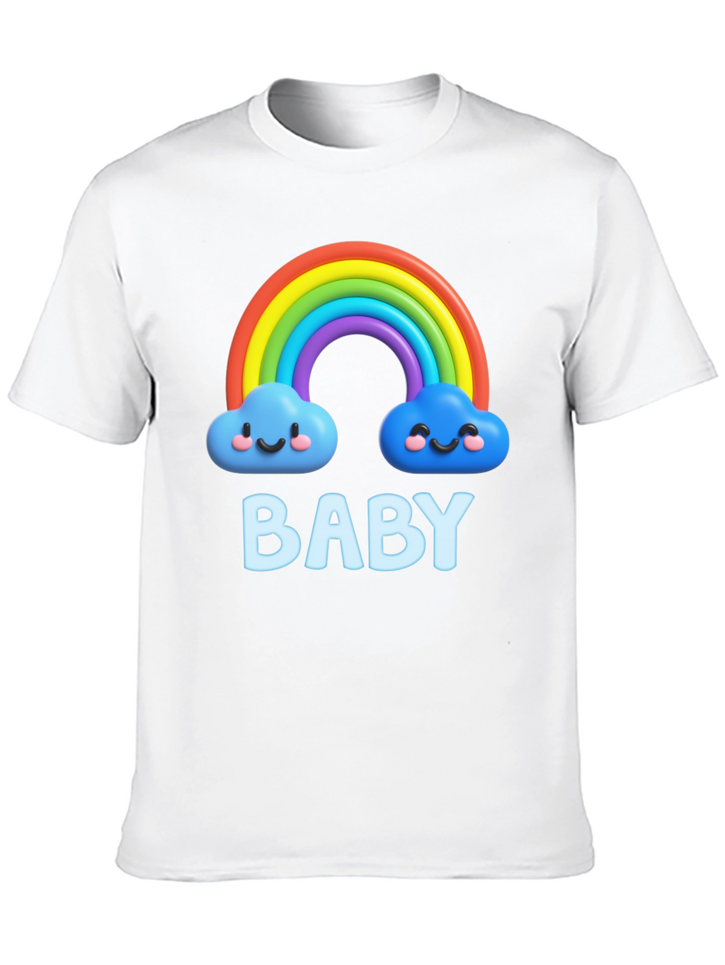 Cute Baby Rainbow Clouds Black T-Shirt