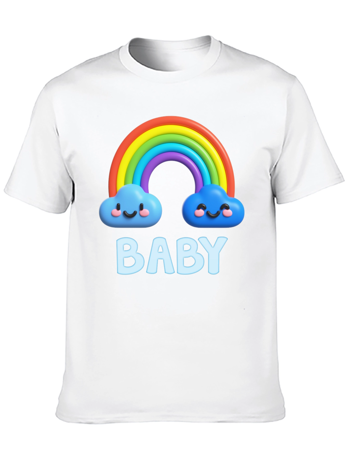 Cute Baby Rainbow Clouds Black T-Shirt