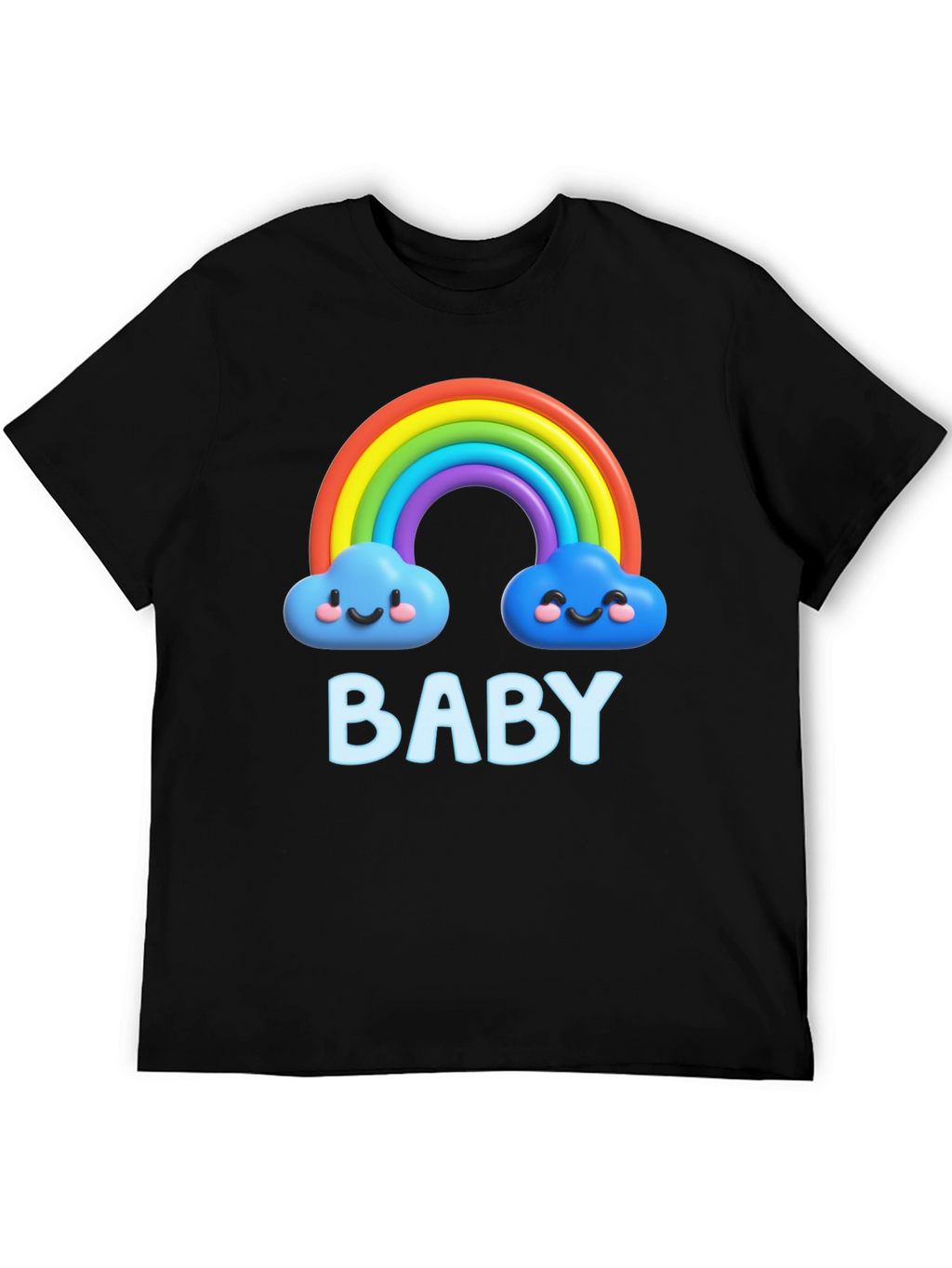Cute Baby Rainbow Clouds Black T-Shirt