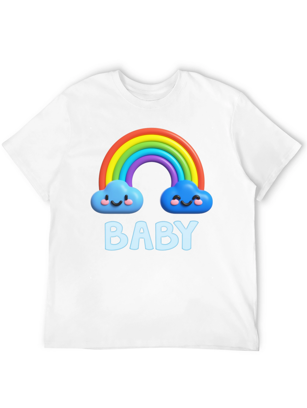 Cute Baby Rainbow Clouds Black T-Shirt