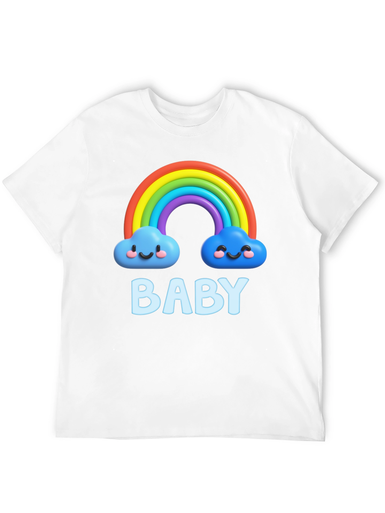 Cute Baby Rainbow Clouds Black T-Shirt