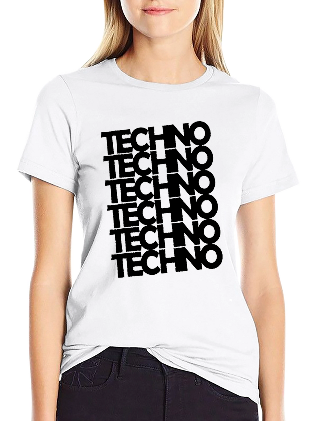 Techno T-Shirt: Bold Stacked Design