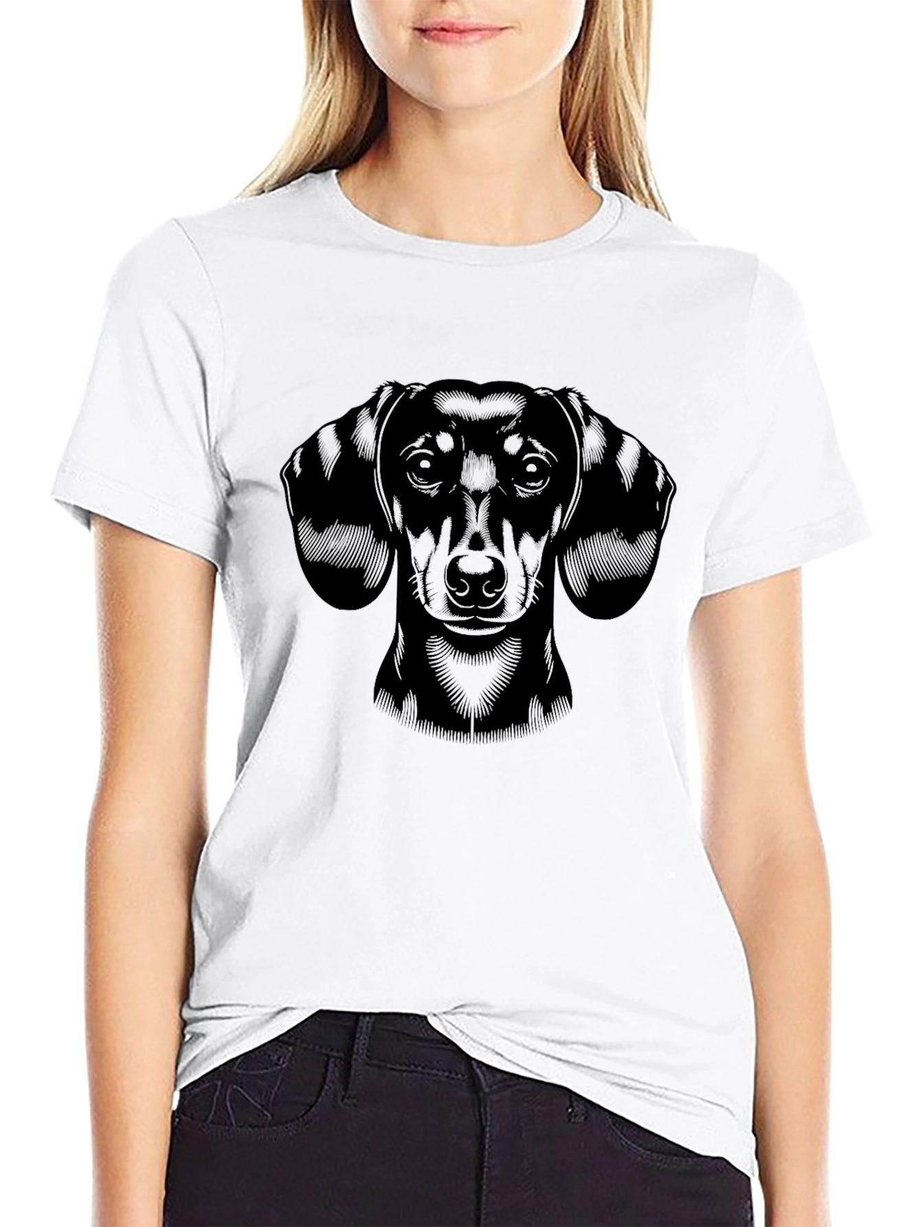 Dachshund Dog Graphic Print Mens Black T-Shirt
