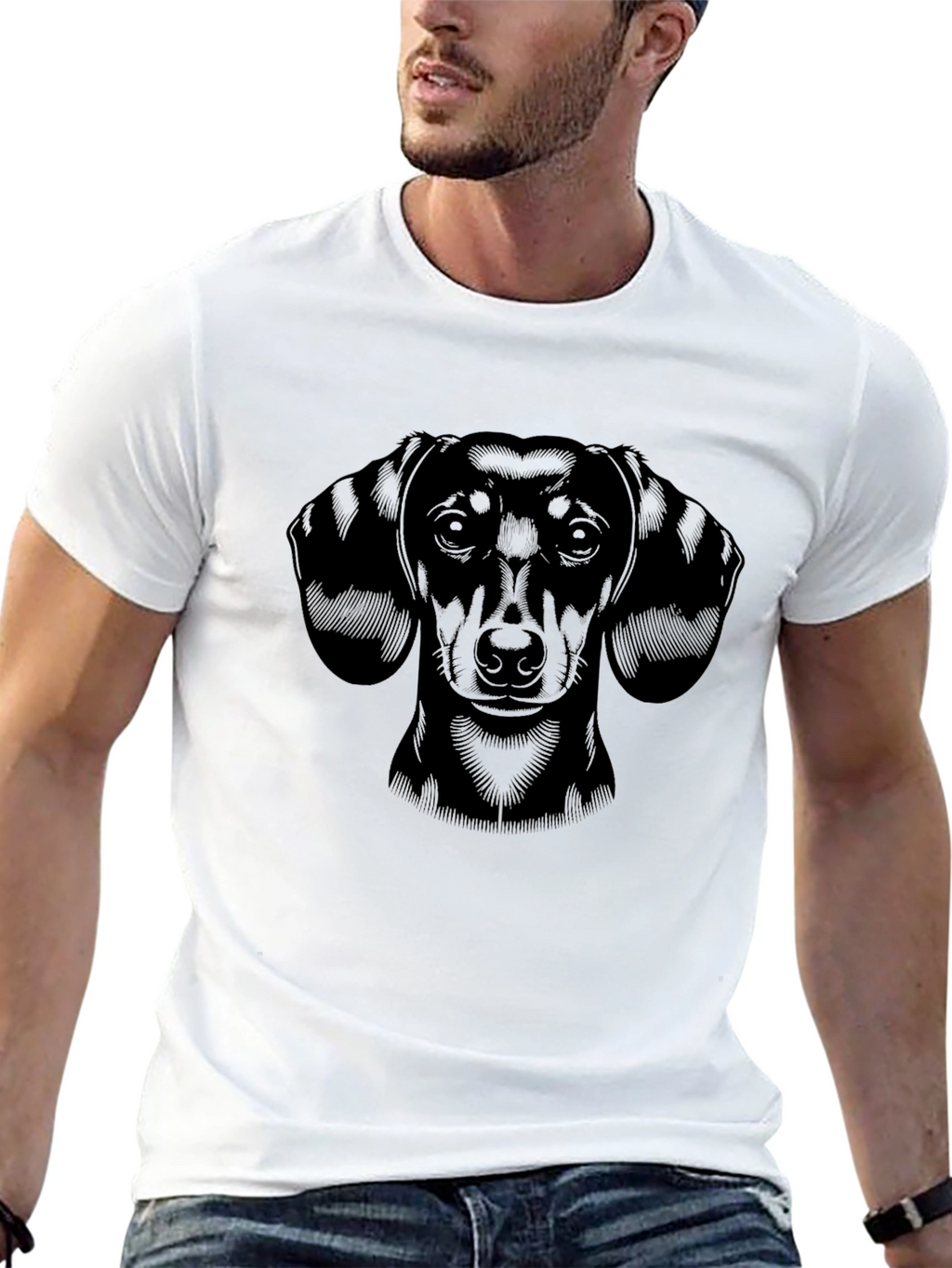 Dachshund Dog Graphic Print Mens Black T-Shirt