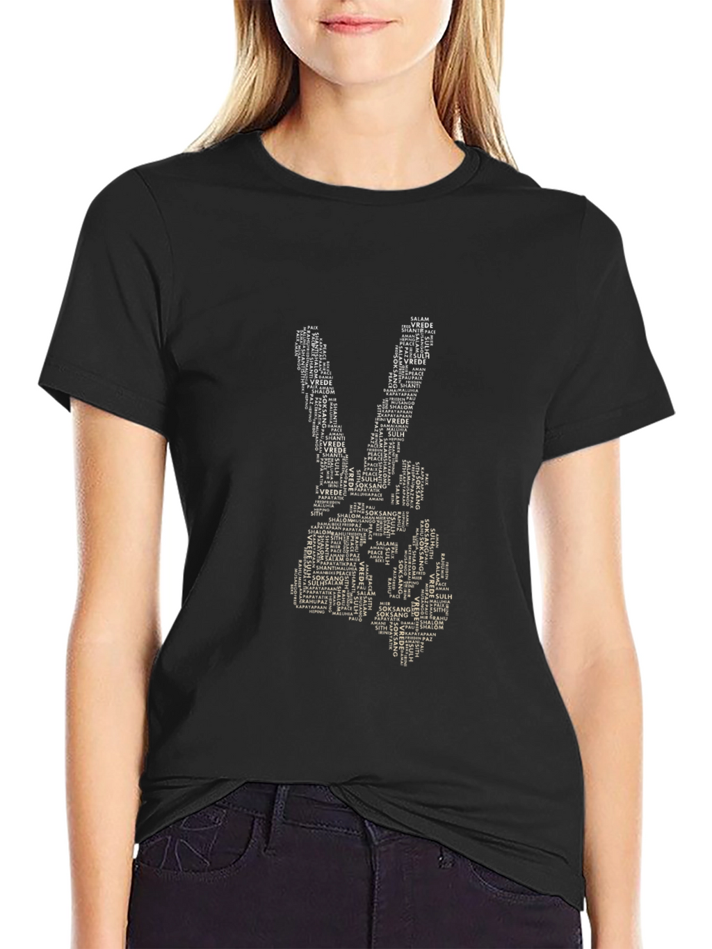 Peace Hand T-Shirt - Word Art Graphic Tee