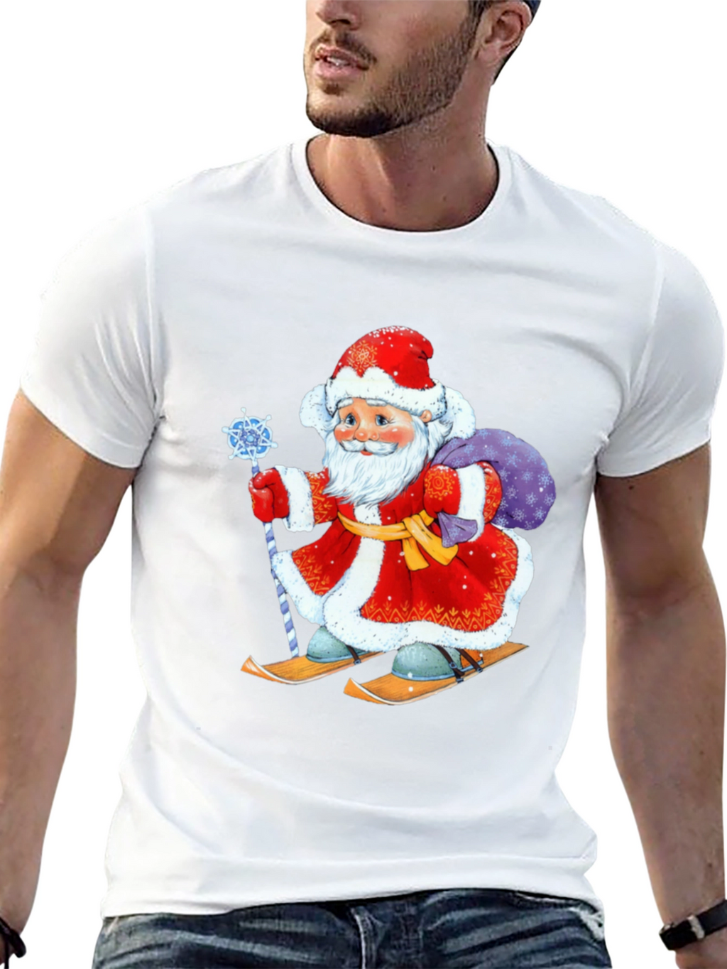 Festive Santa Skiing T-Shirt