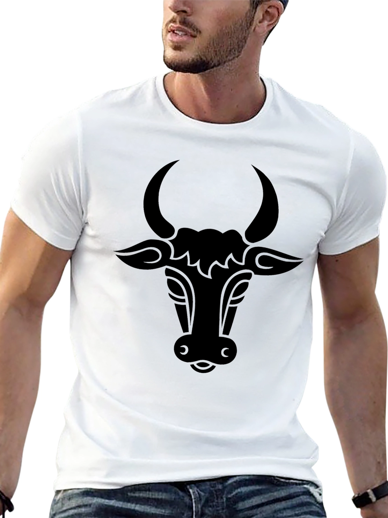 Black Bull Head Graphic T-Shirt