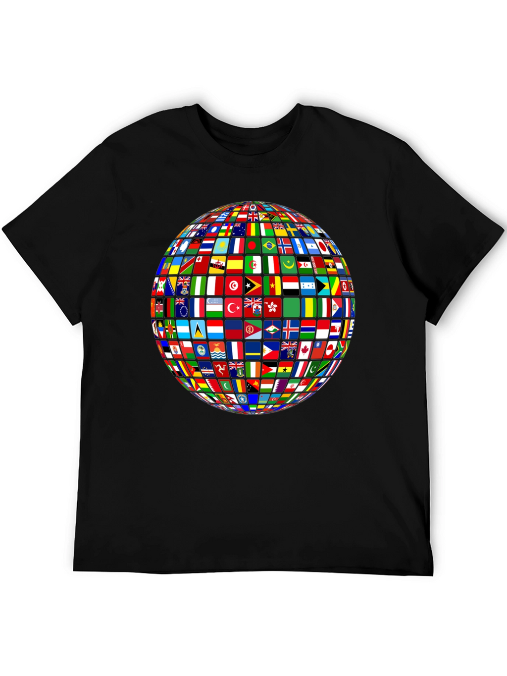Flags of All Nations Globe Graphic Tee - Black
