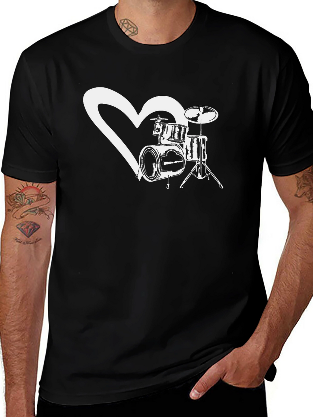 Drum Heart T-Shirt - Music Lover Tee