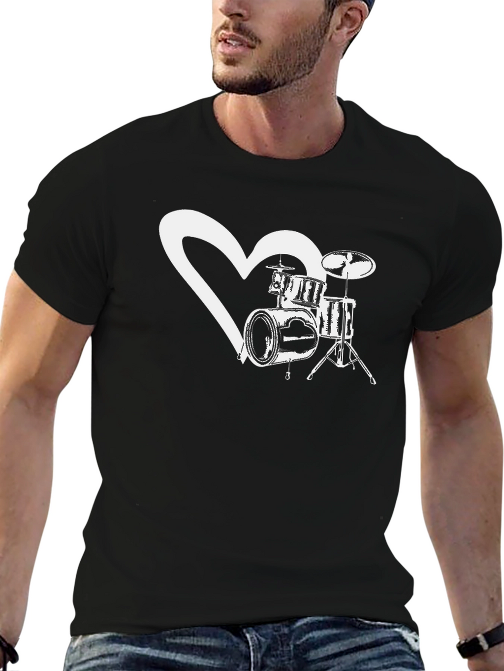 Drum Heart T-Shirt - Music Lover Tee
