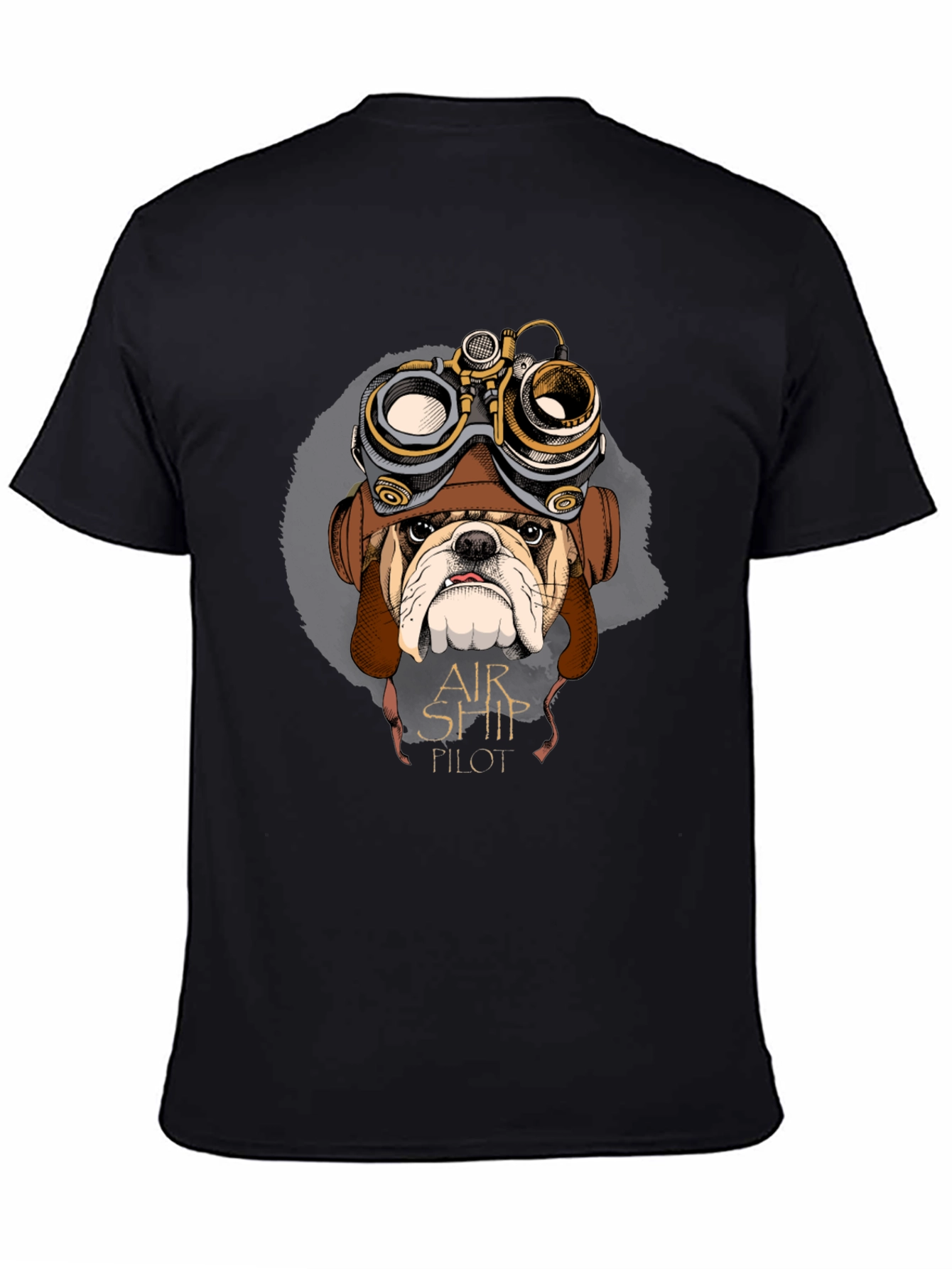 Airship Pilot Bulldog Graphic Tee - Black Cotton