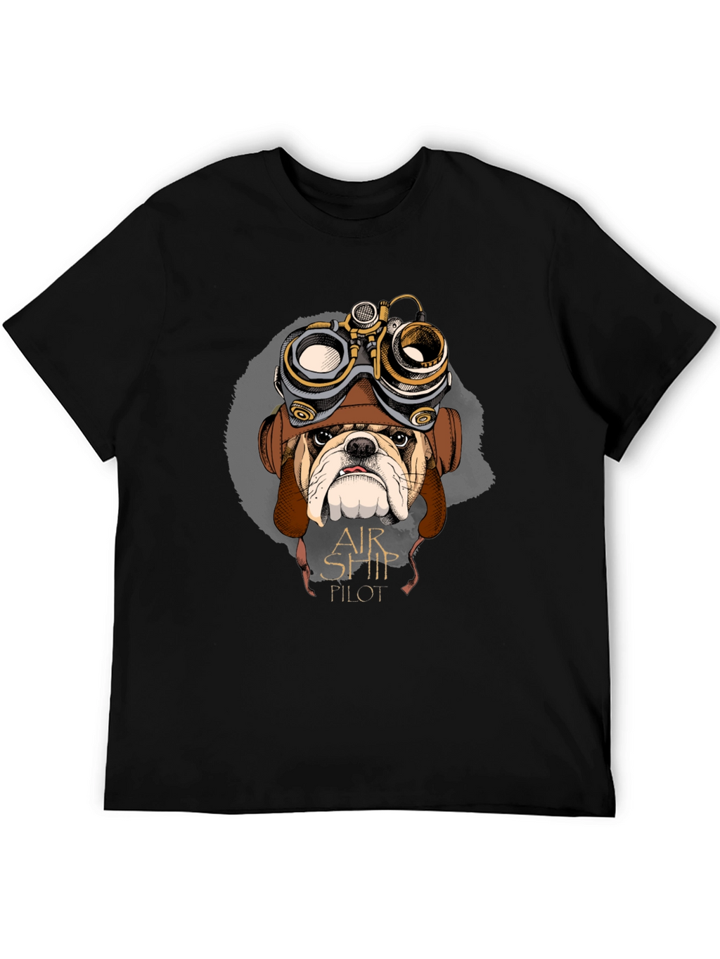 Airship Pilot Bulldog Graphic Tee - Black Cotton