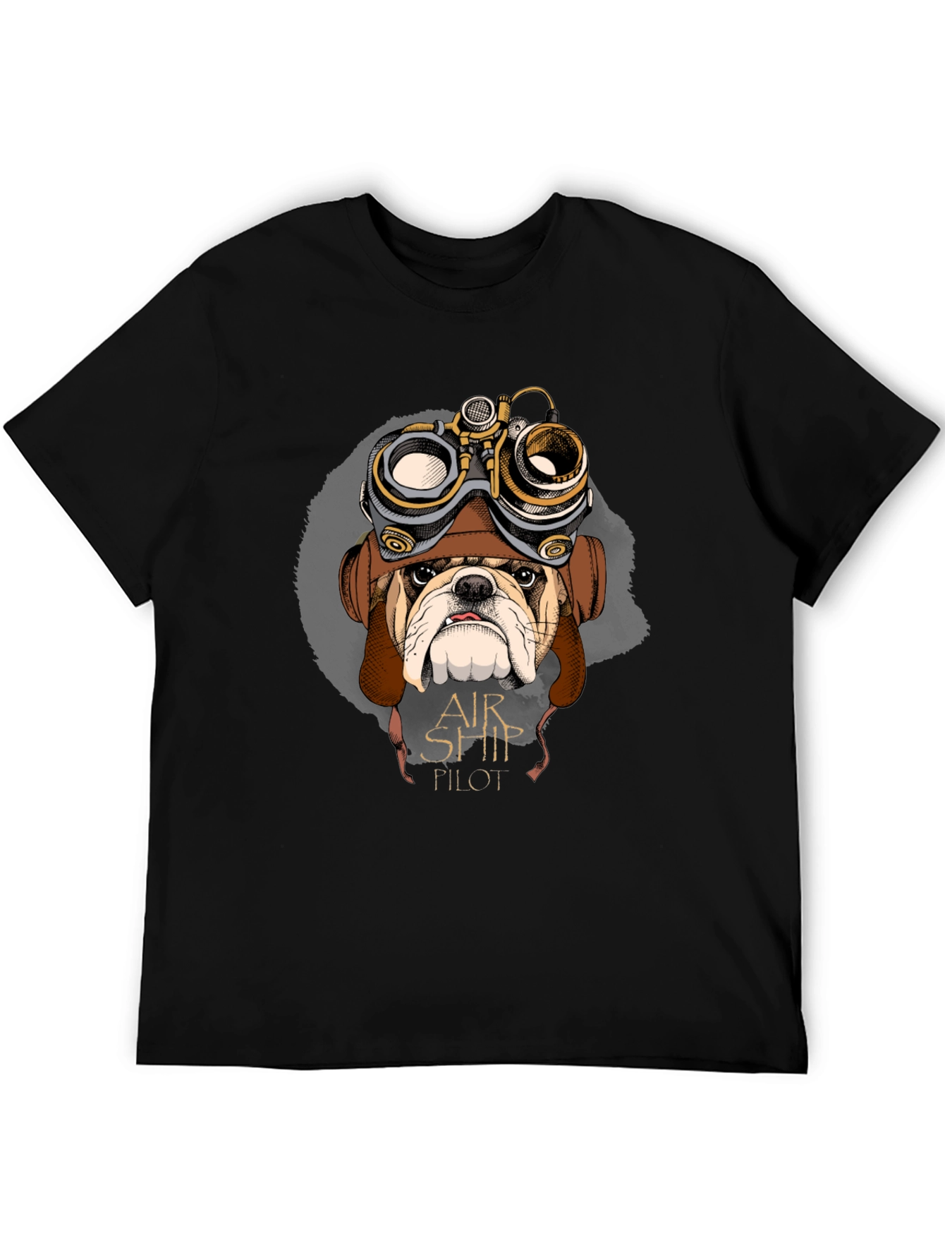 Airship Pilot Bulldog Graphic Tee - Black Cotton