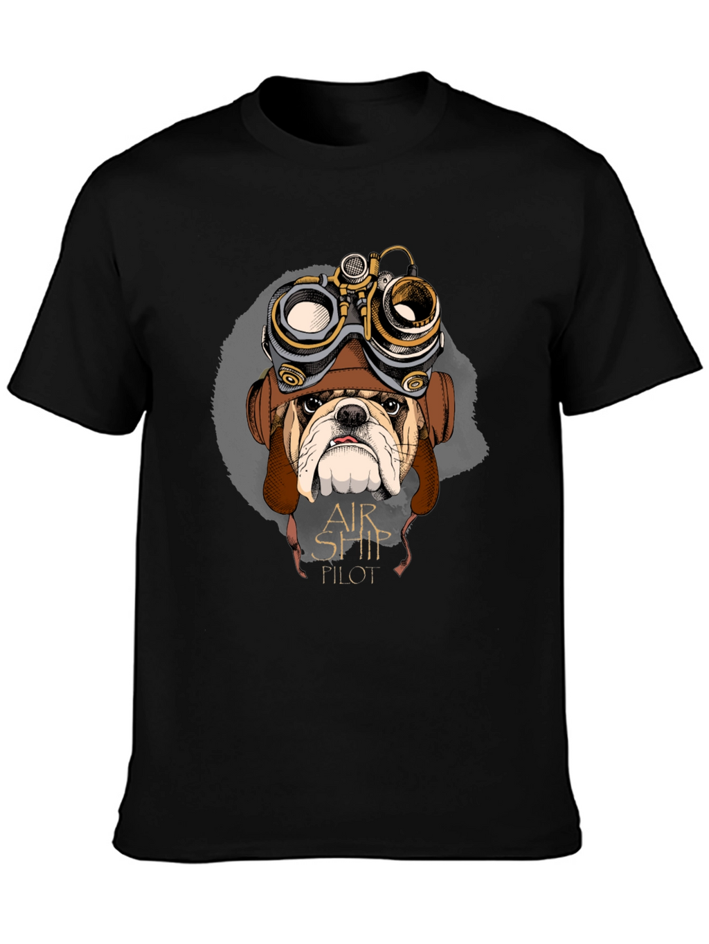 Airship Pilot Bulldog Graphic Tee - Black Cotton