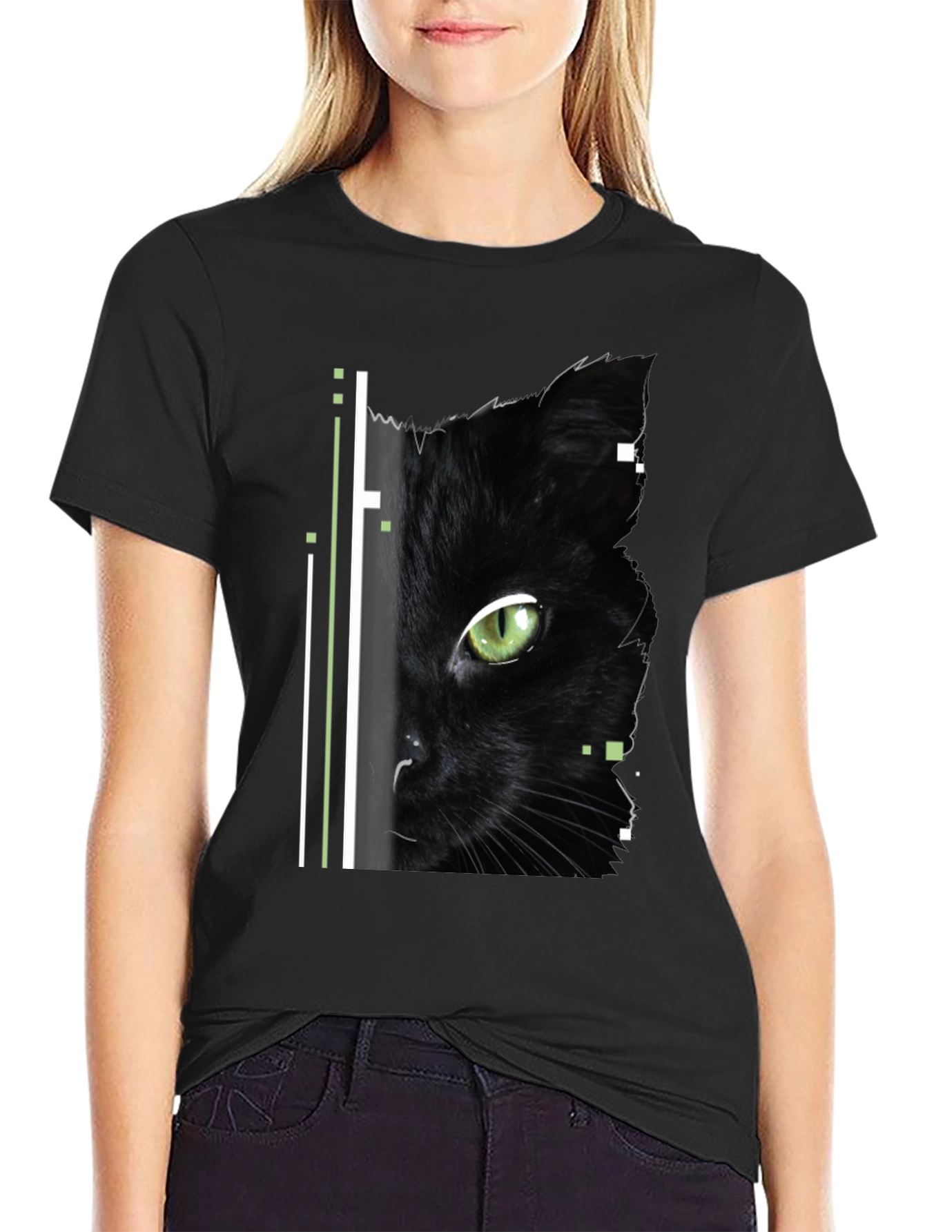Black Cat Graphic Tee - Modern Style