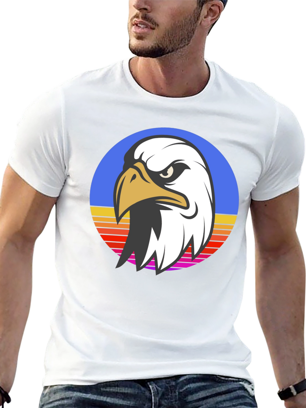 Retro Eagle Graphic Black T-Shirt