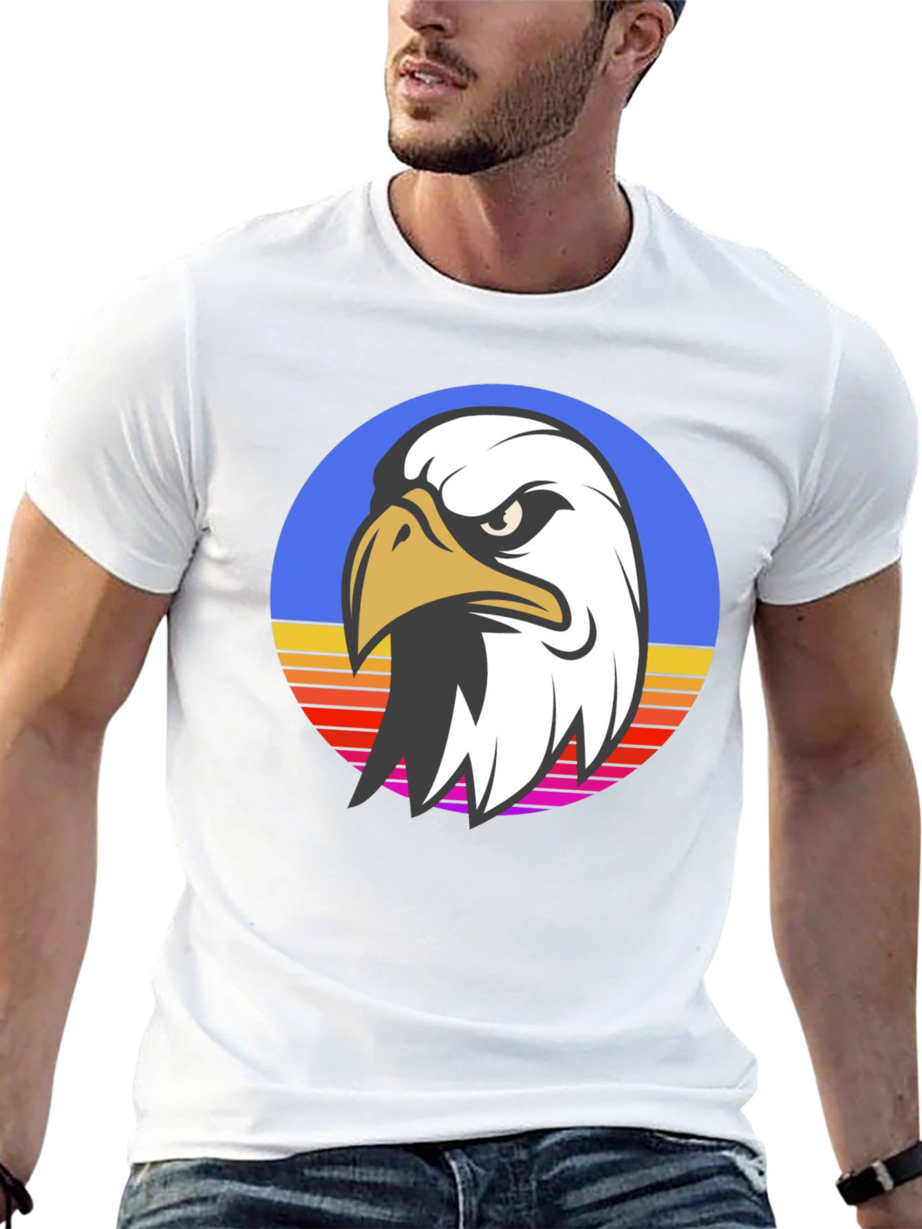 Retro Eagle Graphic Black T-Shirt