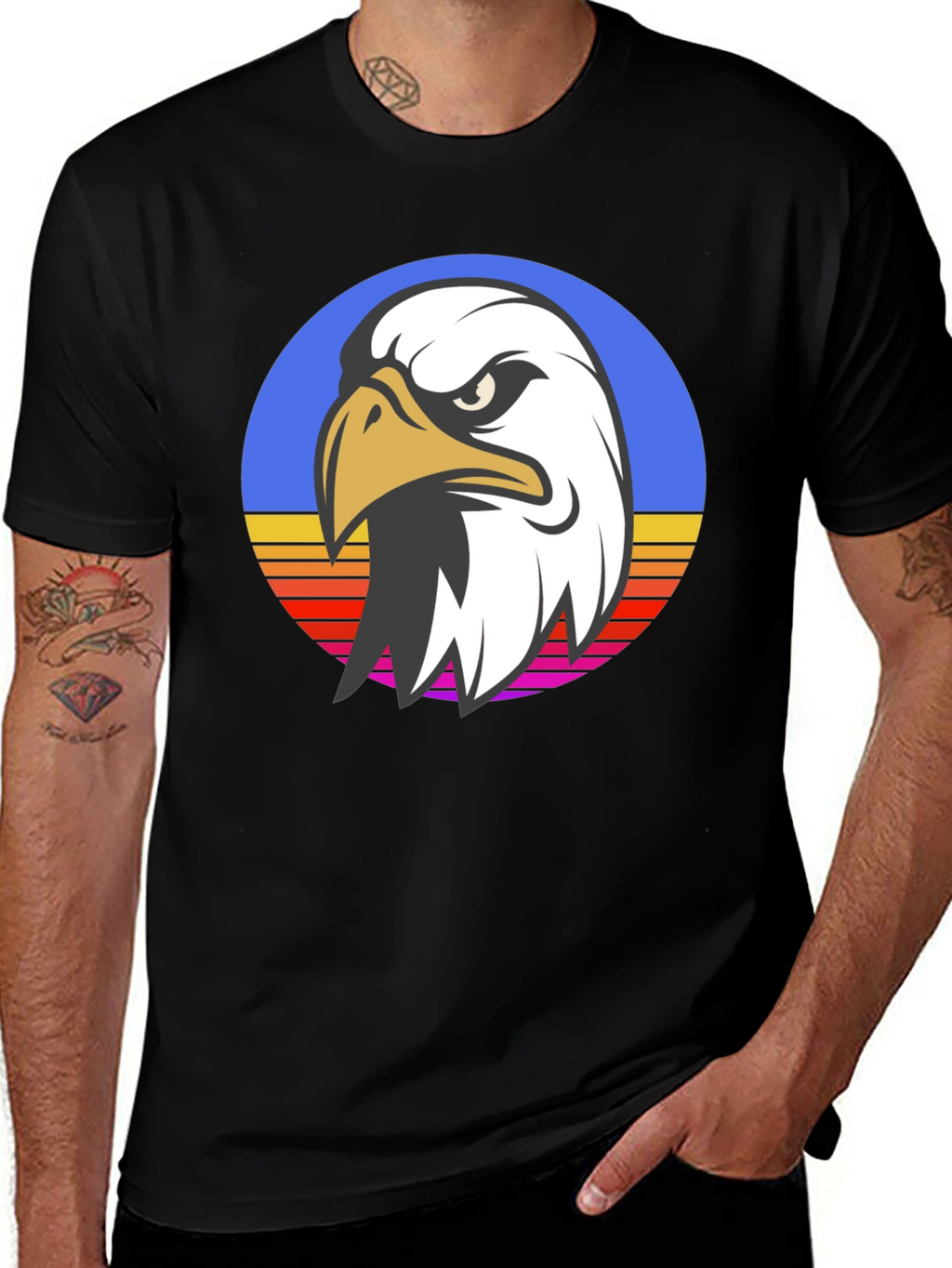 Retro Eagle Graphic Black T-Shirt