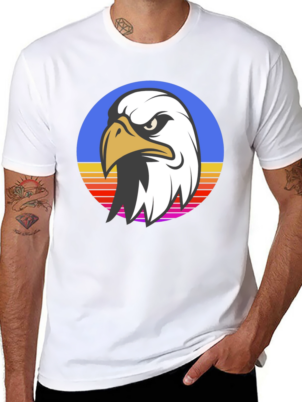 Retro Eagle Graphic Black T-Shirt
