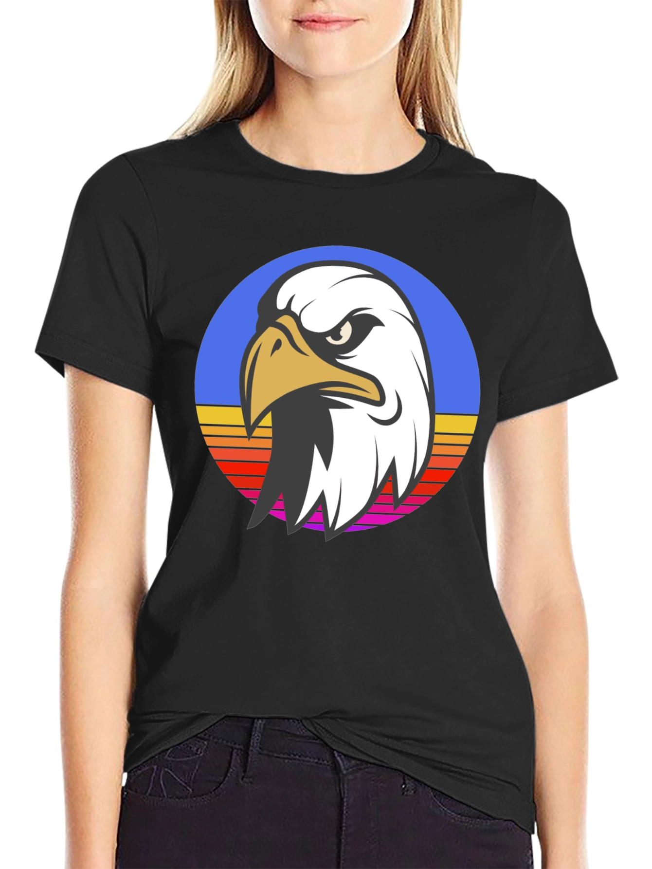 Retro Eagle Graphic Black T-Shirt