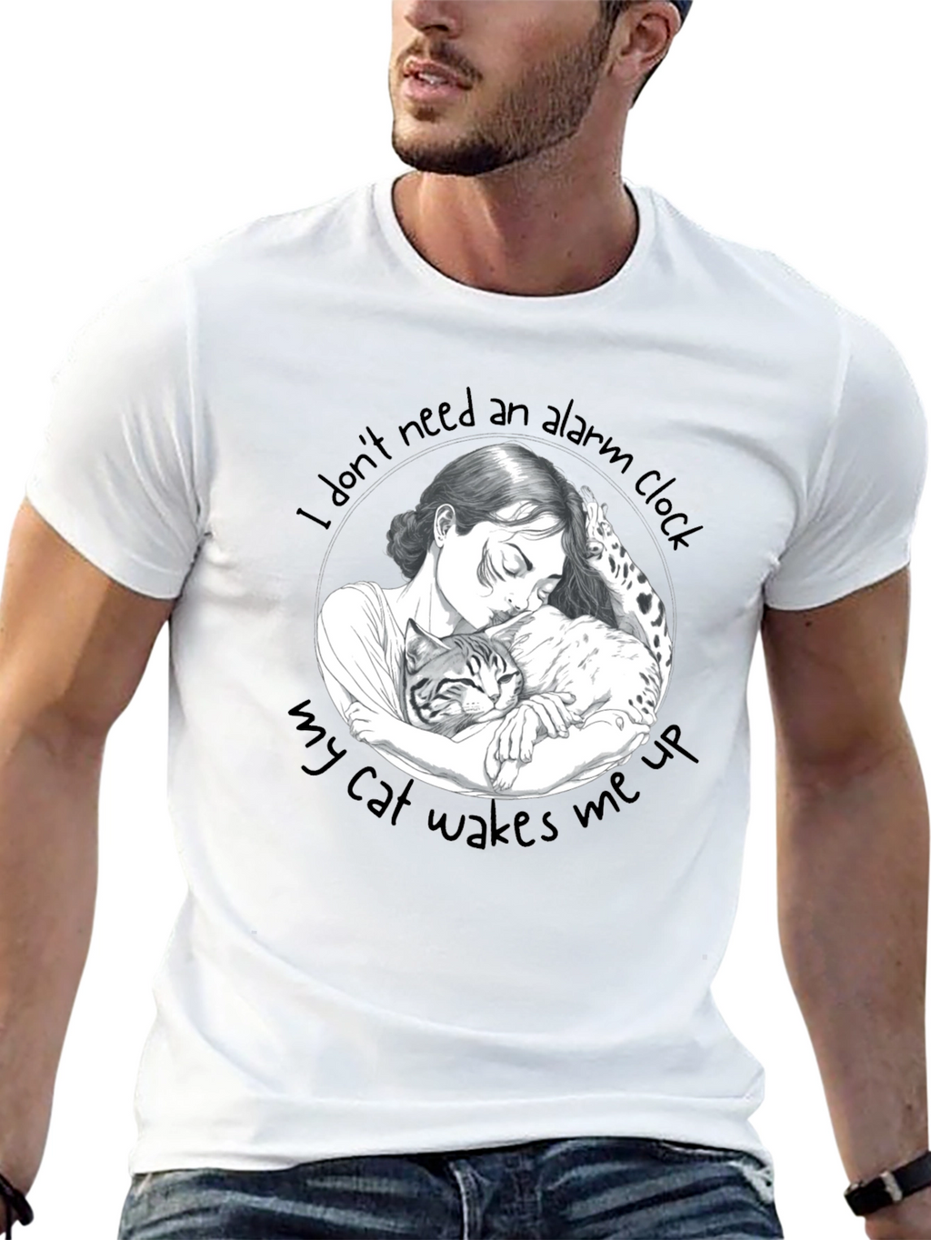Cat Lovers Tee: I Dont Need an Alarm Clock