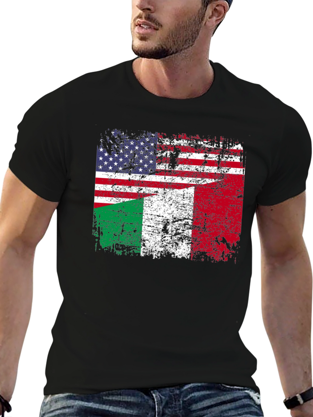 Italian American Flag Graphic T-Shirt