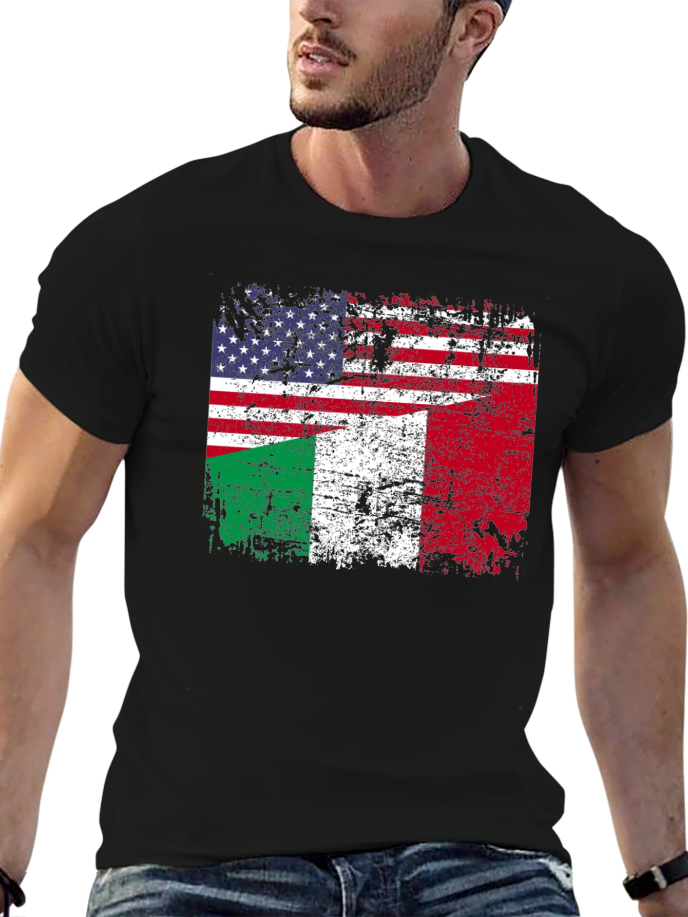 Italian American Flag Graphic T-Shirt