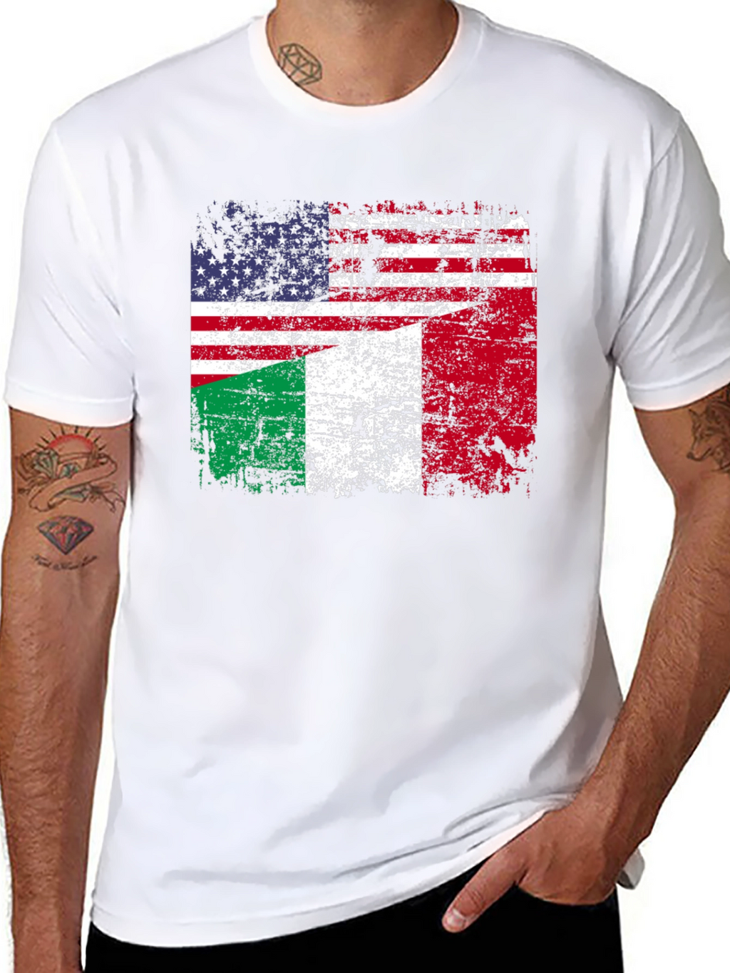 Italian American Flag Graphic T-Shirt