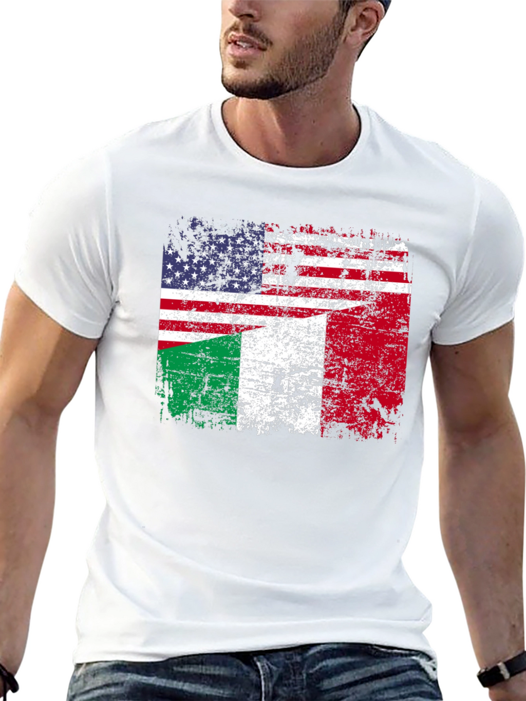 Italian American Flag Graphic T-Shirt