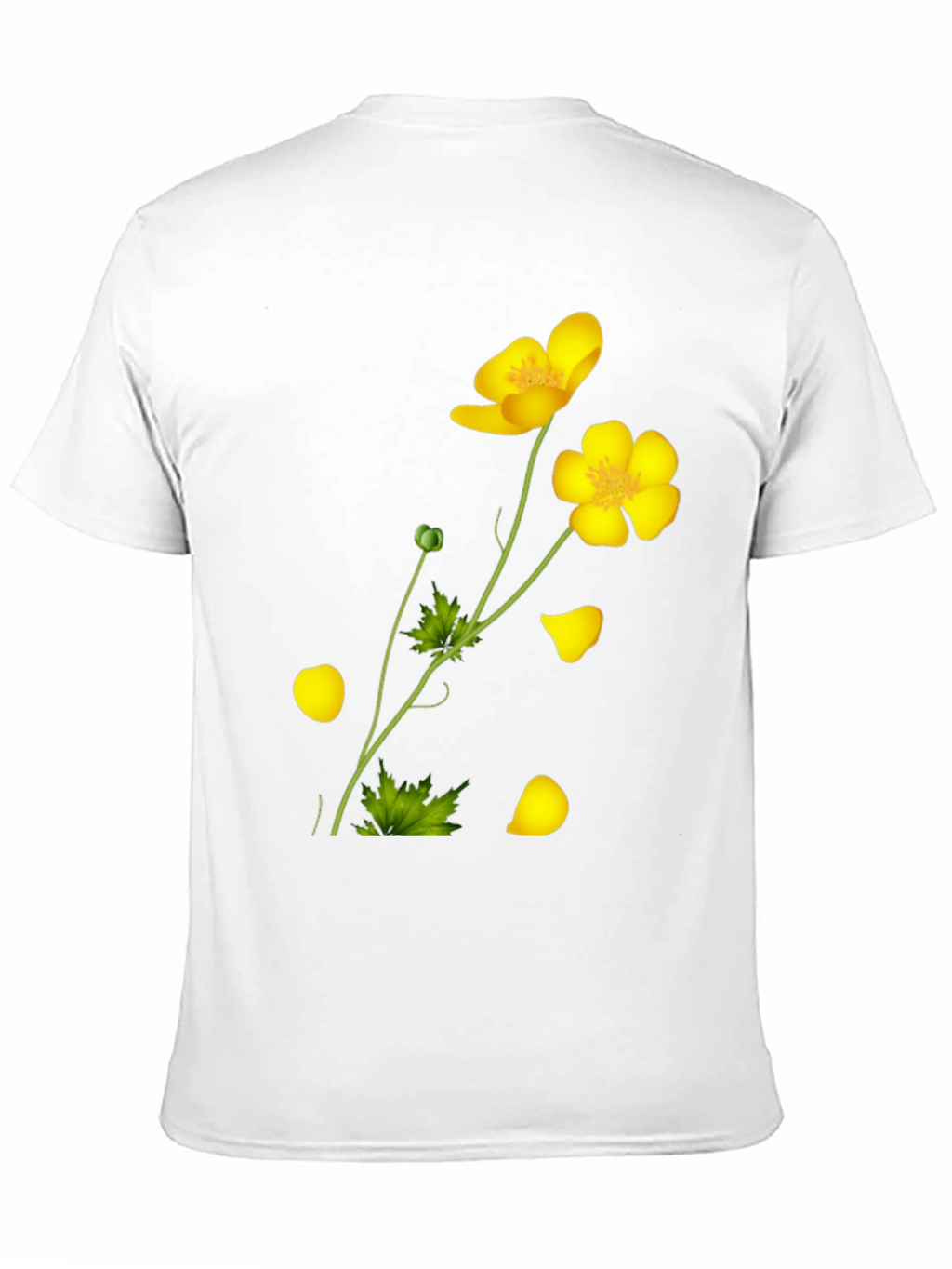 Black Tee with Yellow Floral Design