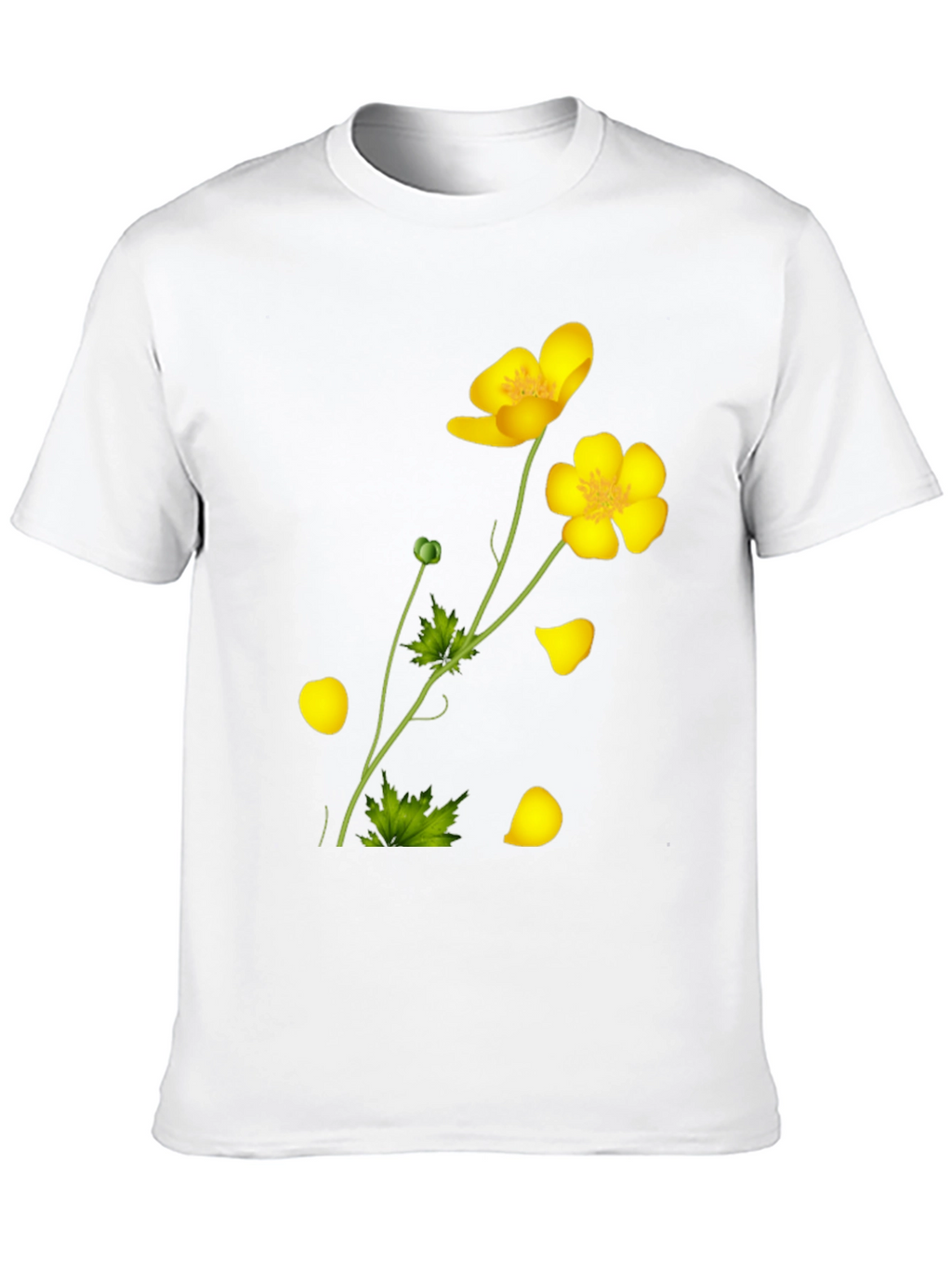 Black Tee with Yellow Floral Design