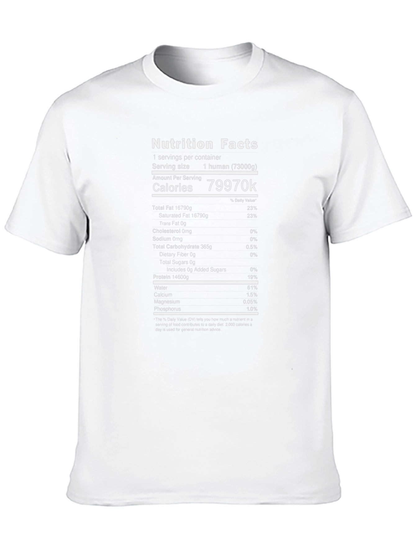 Nutrition Facts Human Calories T-Shirt