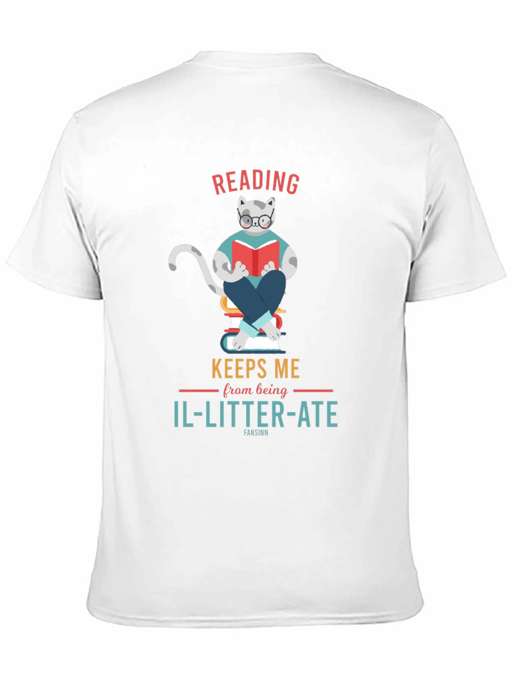 Reading Cat Graphic T-Shirt - Il-Litter-Ate Pun Tee