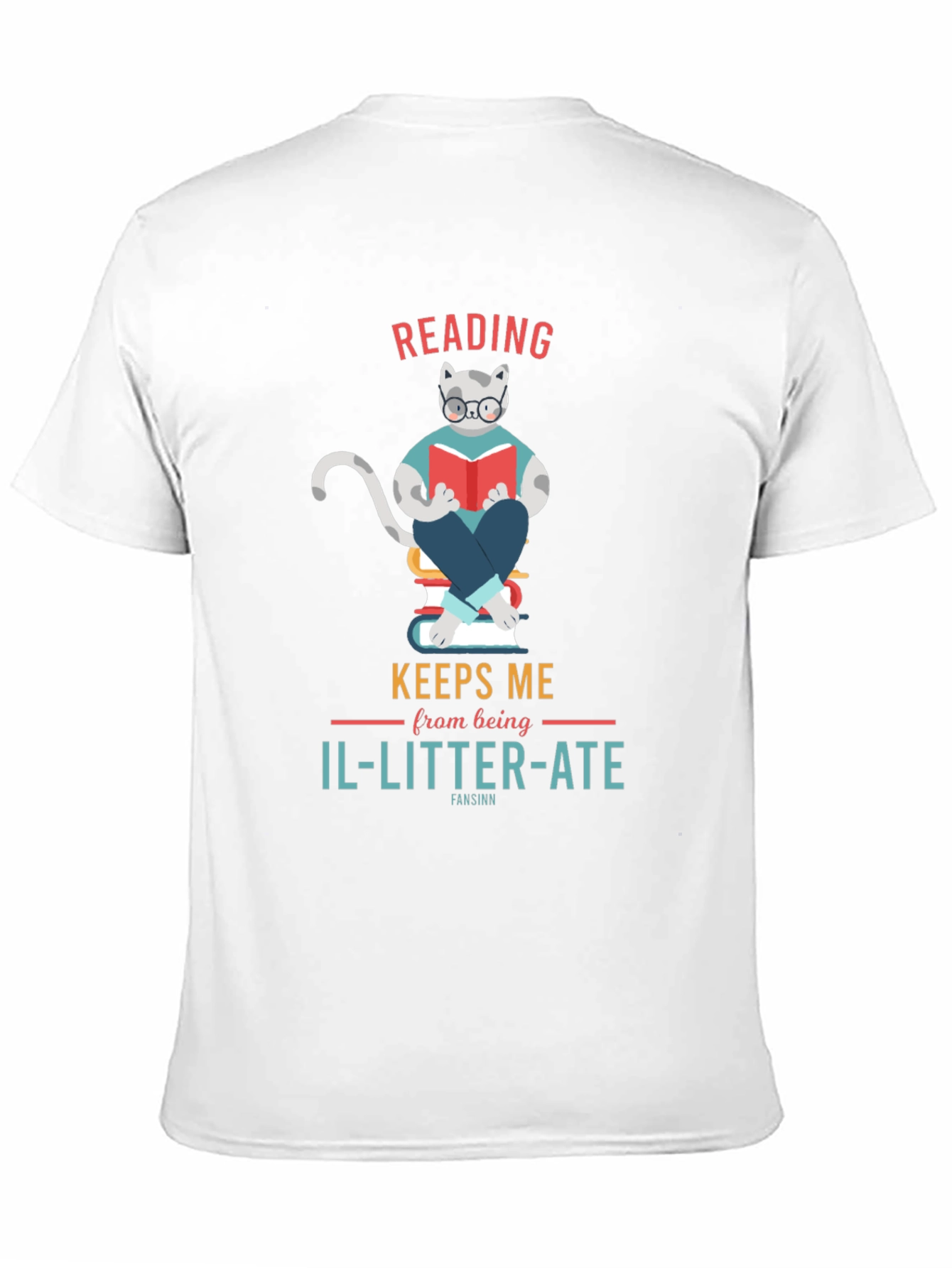 Reading Cat Graphic T-Shirt - Il-Litter-Ate Pun Tee