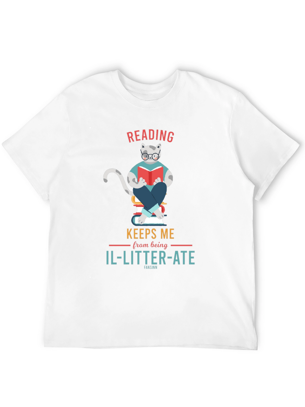 Reading Cat Graphic T-Shirt - Il-Litter-Ate Pun Tee