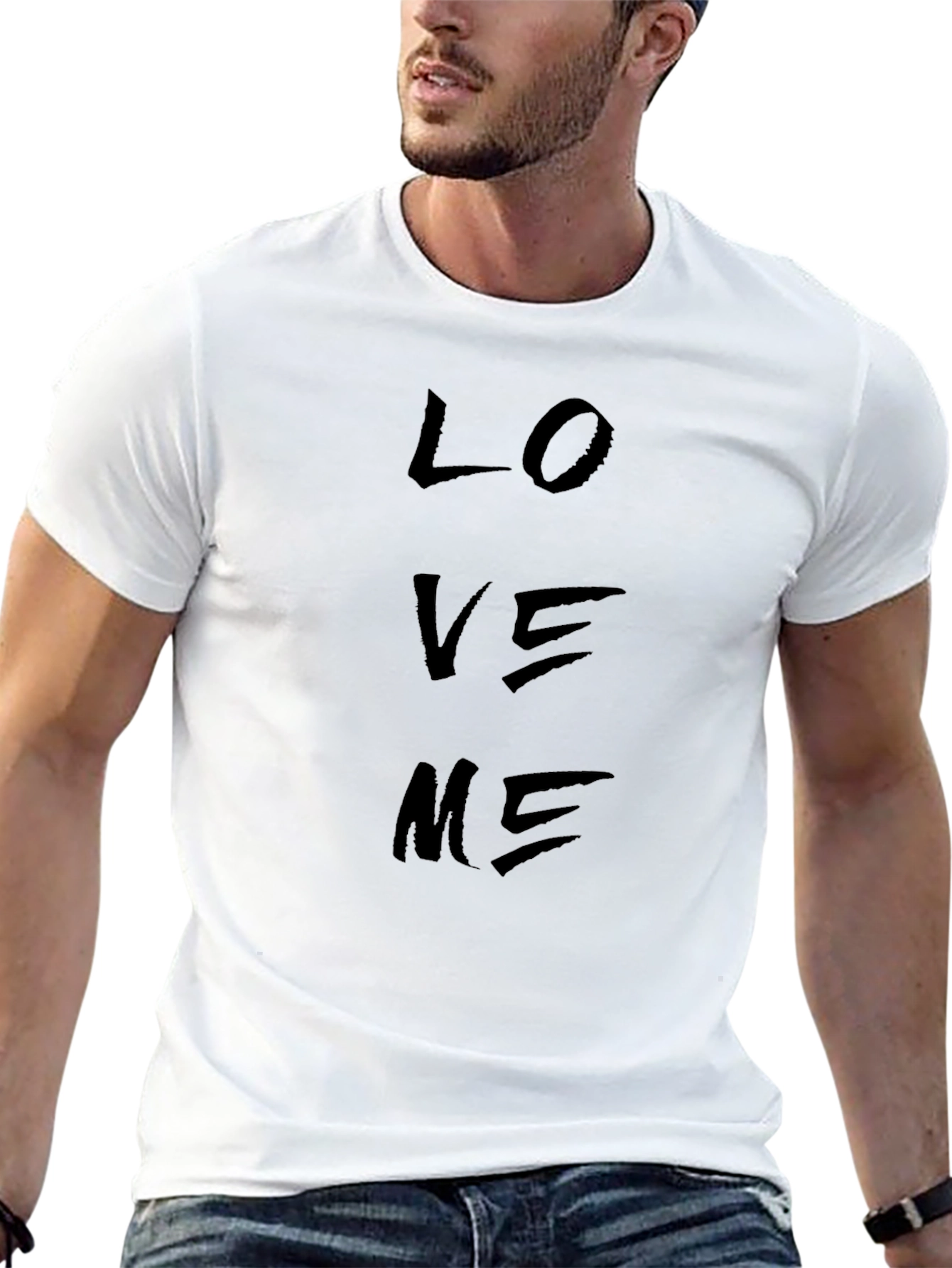 Love Me Graphic Print Black T-Shirt