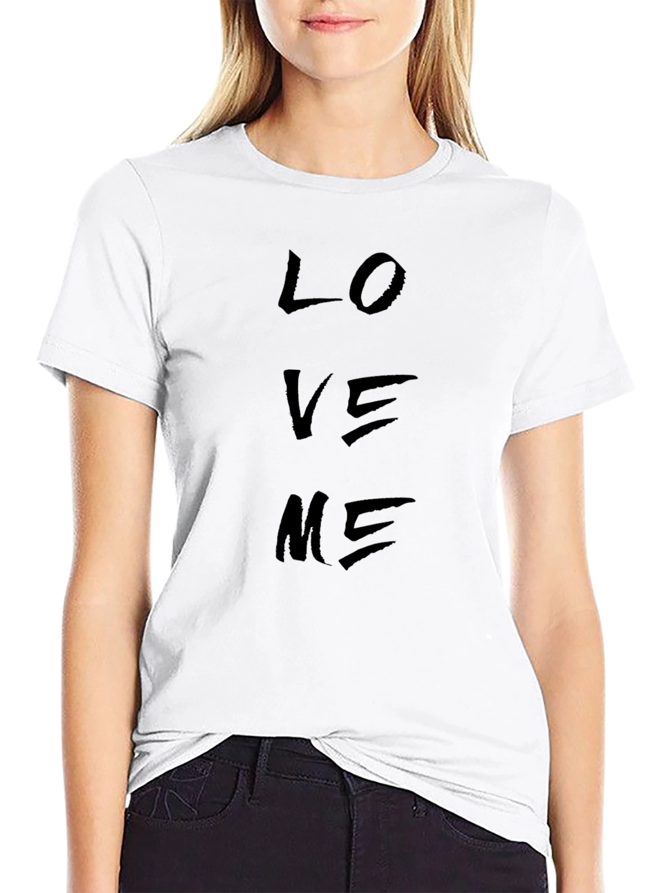 Love Me Graphic Print Black T-Shirt