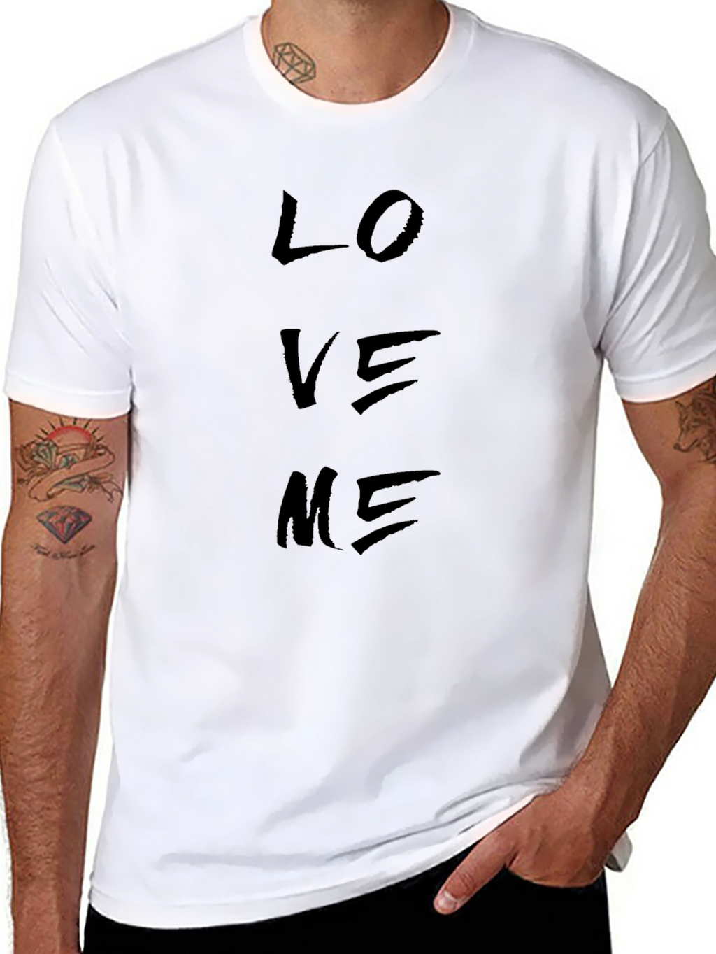 Love Me Graphic Print Black T-Shirt