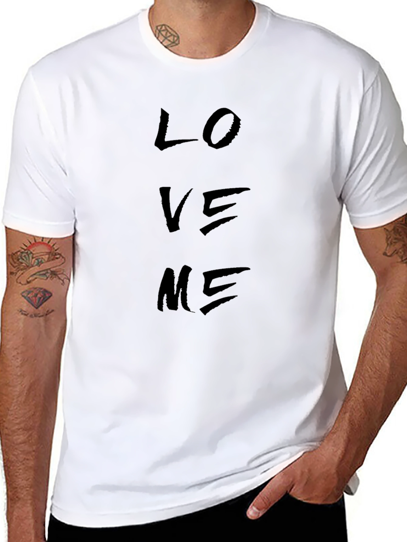 Love Me Graphic Print Black T-Shirt