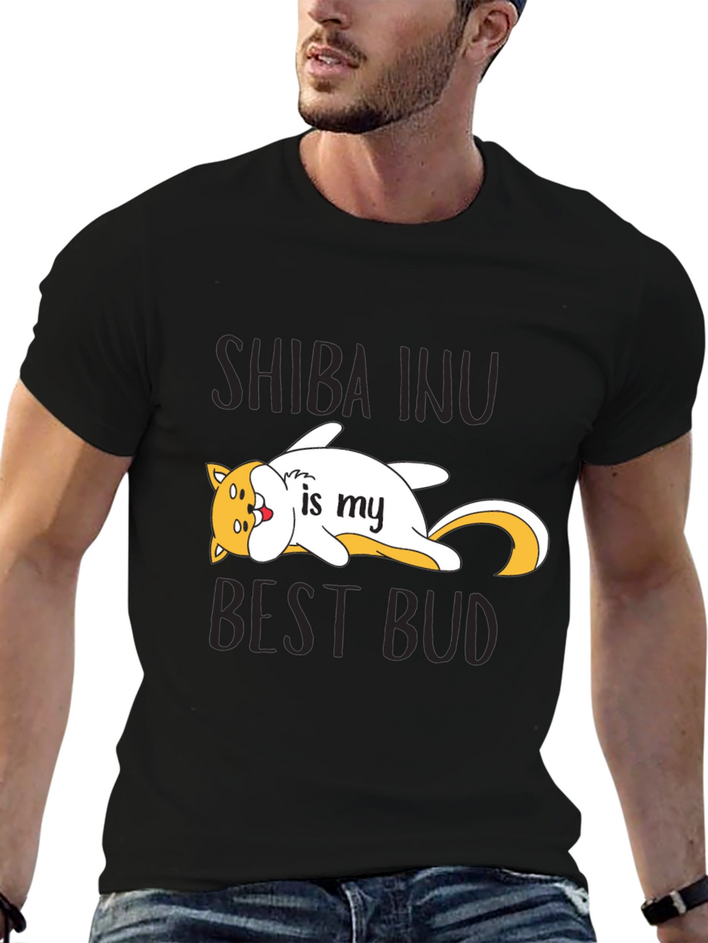 Shiba Inu Best Bud Black T-Shirt