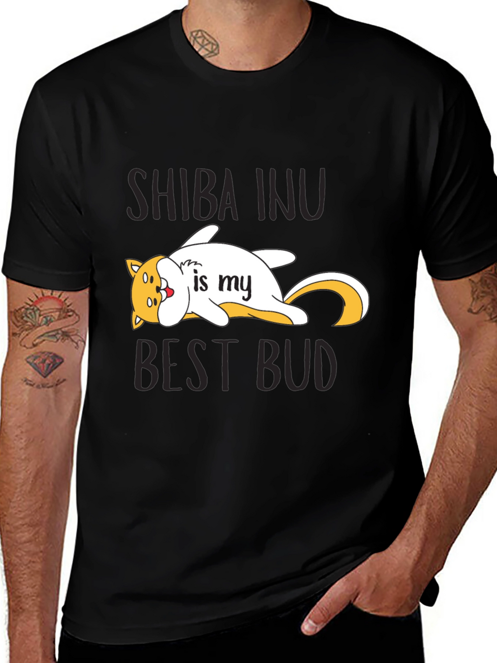 Shiba Inu Best Bud Black T-Shirt