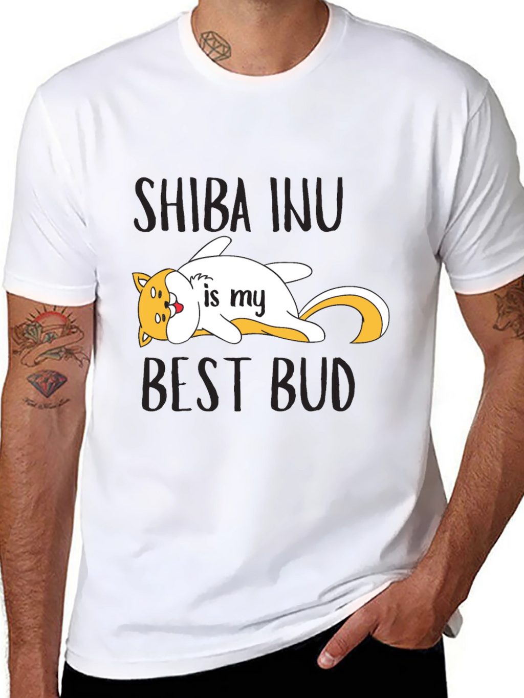 Shiba Inu Best Bud Black T-Shirt