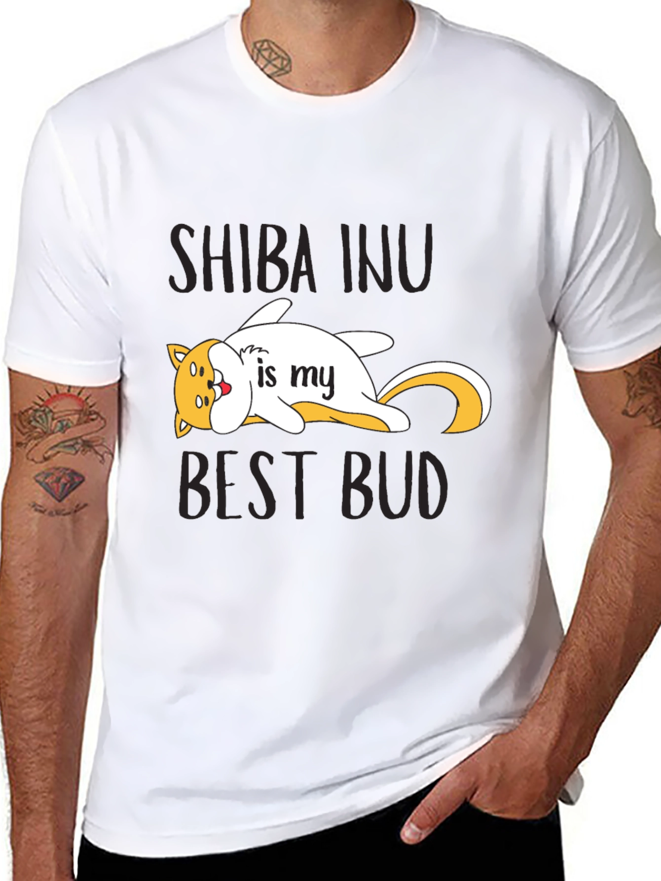 Shiba Inu Best Bud Black T-Shirt